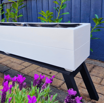 wooden trough planter box made from quality wood painted in colour white