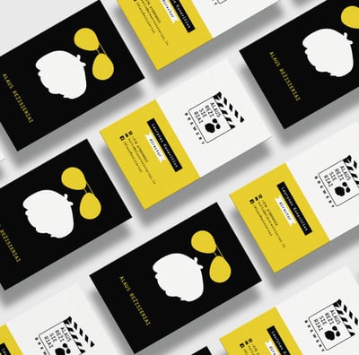 beer directors brand logo on a personal cards, yellow and black colors