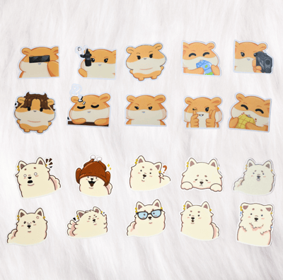 2 inches - waterproof sticker - wendy hamster, wendy samoyed dog