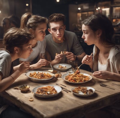 people sitting inside restaurant close-up photography