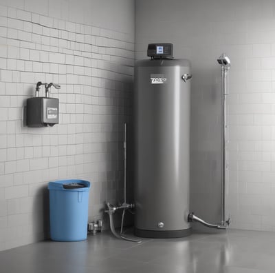 A plastic bag is filled with a coarse white substance, likely sea salt. The bag has a label featuring text and a small drawing. Other similar bags are piled in the background, suggesting a market or store setting.