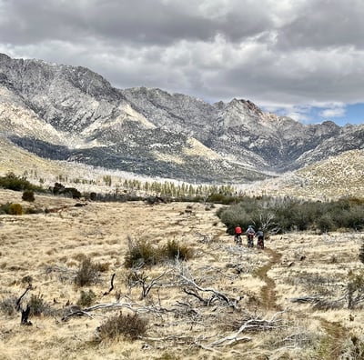 a group of people riding bikes on a trail