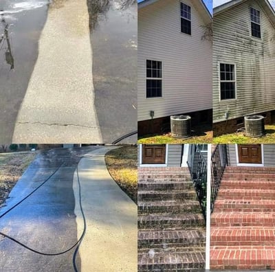 a house with a driveway cleaner and a driveway cleaner