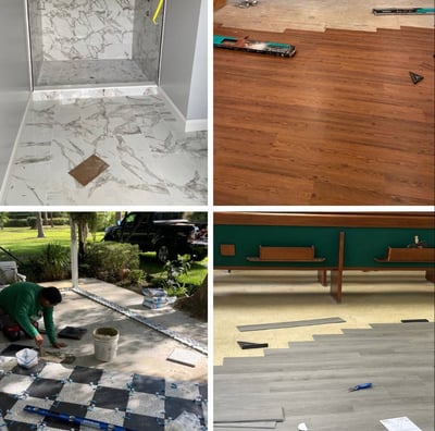 Flooring and tile installation by Garnet Painting — bathroom, hardwood, outdoor, and vinyl floorsv