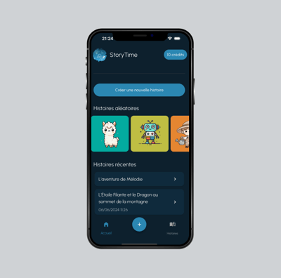 Screenshot de l'application StoryTime