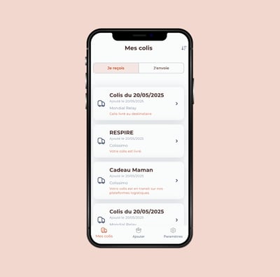 Screenshot de l'application TrackNow de suivi de colis