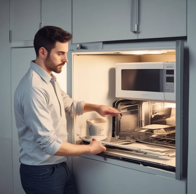 A close-up view of a white Hotpoint appliance control panel, featuring a mechanical timer display indicating 2.20. Two white knobs labeled 'Minute Minder' and 'Cook Time/Start Time' are present below the display.
