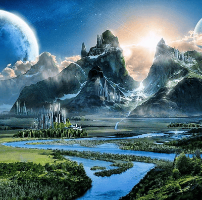 Fantasy World with two moons