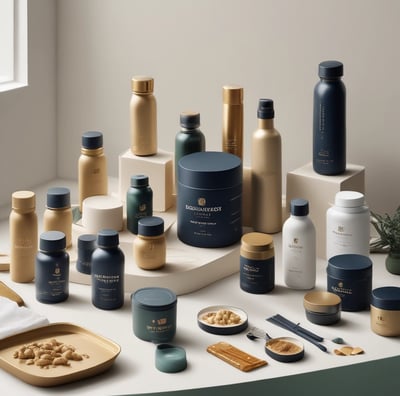 A store shelf filled with various health and wellness products, including lotions, creams, and lip balms. The shelf features brands like Charlotte's Web, Social, Joy, and Green Roads. Products are labeled with prices and organized neatly by brand. The shelf is painted in a light green color, complementing the packaging design of many products.