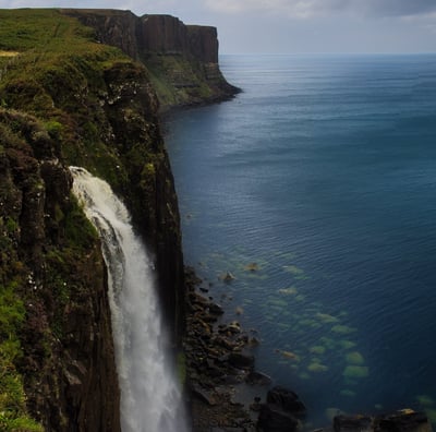 a waterfall in the middle of a cliff