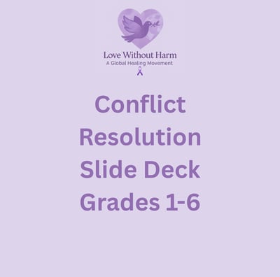 a purple heart with the words conflict resolution slide deck grades 1-6