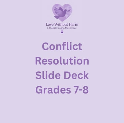a purple heart with the words conflict resolution slide deck grades 7-8