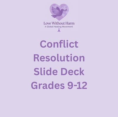 a purple heart with the words conflict resolution slide deck grades 9-12