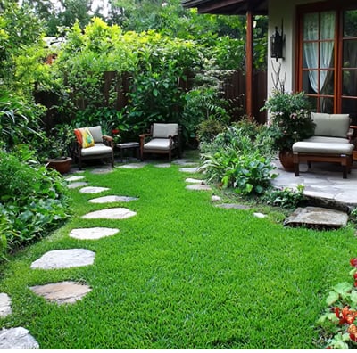 backyard with a decorative patch and a lot of trees for a better landscaping