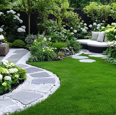 Backyard with a lot of flower to improve the relaxing area