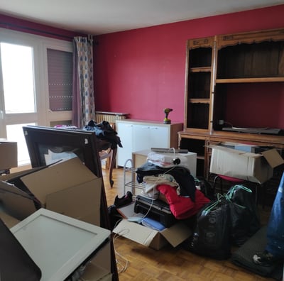 débarras d'un salon encombré