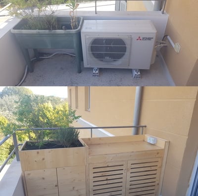 Cache clim et jardinière sur mesure