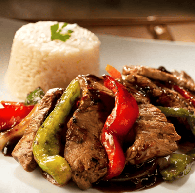 sweet barbecue beef sauce with white rice