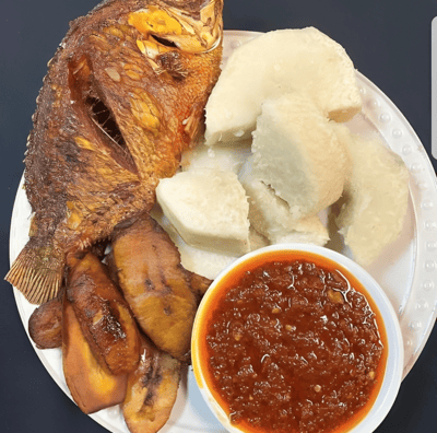 yam, plantain and fish