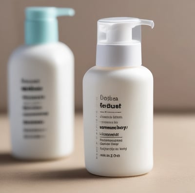 A skincare product labeled 'Beauty Counter' placed in a scalloped white dish, sitting on top of a glossy magazine with fashion imagery. Accompanying accessories include a curved gold chain and large hoop earrings, all set against a white, furry background.