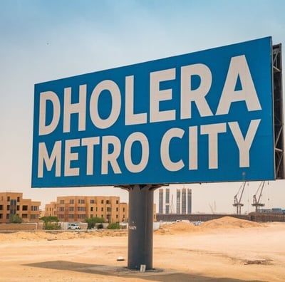 a sign that says dholera metro city