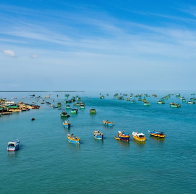 The blue waters of Rameshwaram