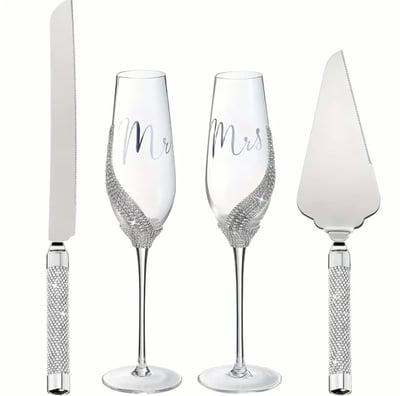 a couple of wine glasses and a knife and knife