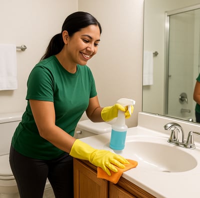 Commercial restroom cleaning service by Dust Be Gone ensuring hygienic business environment in Scott