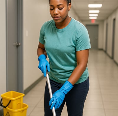 Professional commercial hallway cleaning by Dust Be Gone maintaining business facility in Tempe