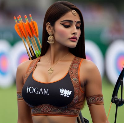 a woman with a bow and arrows in her hand