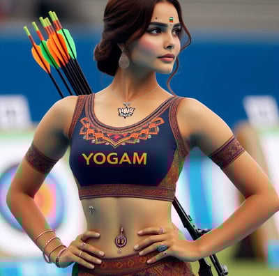 a woman in a sports bra top with arrows
