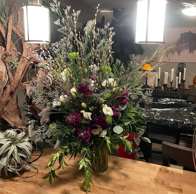 A flower arrangement designed by Andy Albright 
