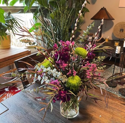 A Spring flower arrangement designed by Andy Albright