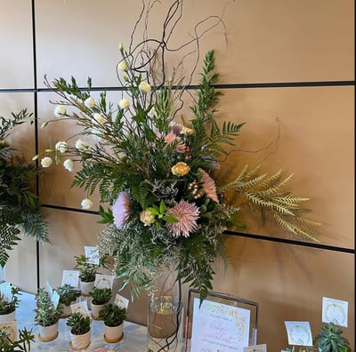 a flower arrangement for a shower designed by Andy Albright