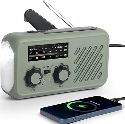 Radio con Solar Recargable Radio de Dinamo con Manivela