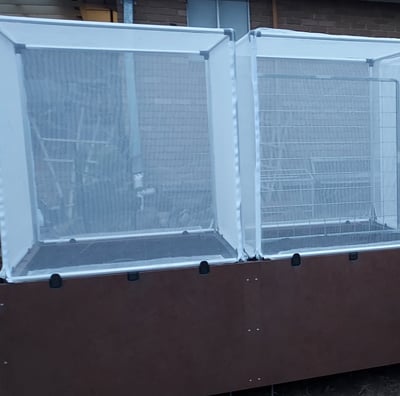 2 Foodcubes with metal cladding and nets installed by Vegiecube