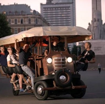 Beer Bike near the Monument of Latvia