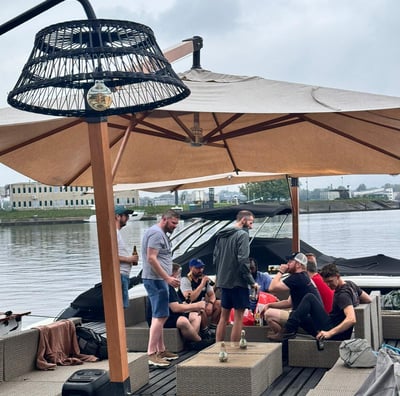 Riga party raft at the pier