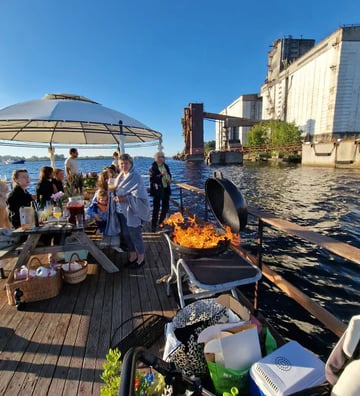 Riga Party raft floats on Daugava river