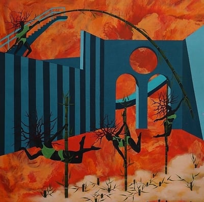 Corners of contemplation, Acrylic on canvas, 2023,91x91cm (Ebuka Agudiegwu)
