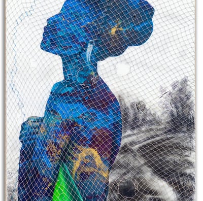 One night stand, Acrylic and mixed media on Khaki,2025,87x69cm (Evans Torngmortey)