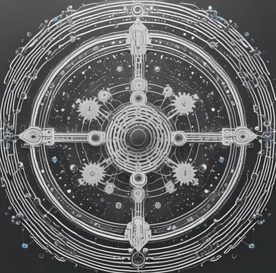 A collection of four coin-like representations of cryptocurrencies including Ethereum, Bitcoin, and Dogecoin. Each coin displays symbols or text related to its respective cryptocurrency. The background features a financial chart with candlestick patterns, suggesting a trading or investment context.