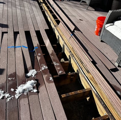 a deck with joists needing repair