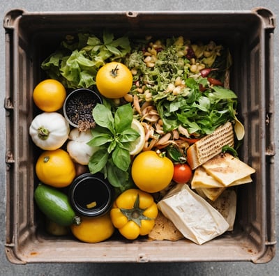 a box of food waste  that is sitting in a box