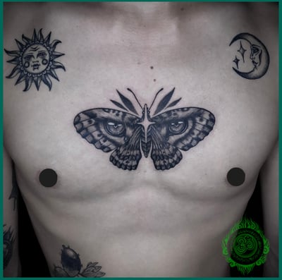 butterfly chest tattoo
