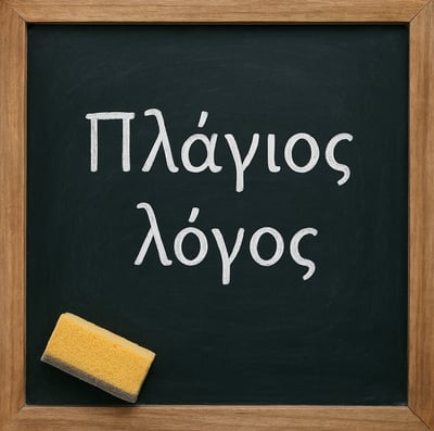 a chalkboard with the words plagios logos on it