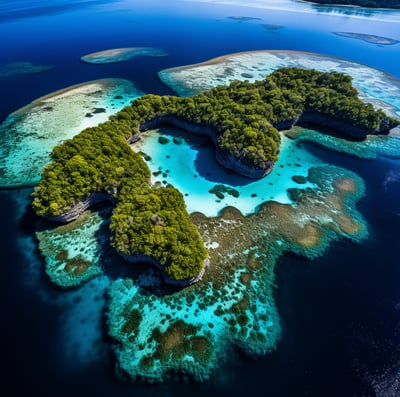 aerial shot of a group of islands