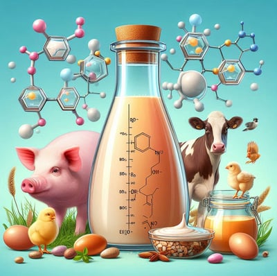 cerdo y vaca alrededor de una solución