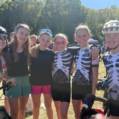 Central MTB team members at a fall trail ride