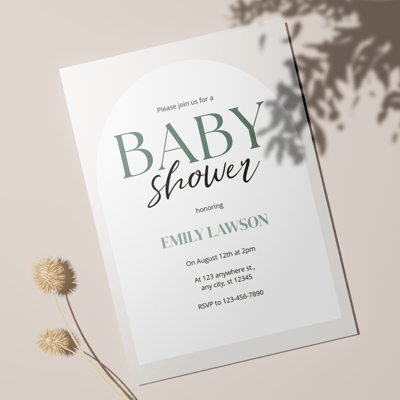 Elegant Minimalistic Gender Neutral Personalized Baby Shower Invitation
